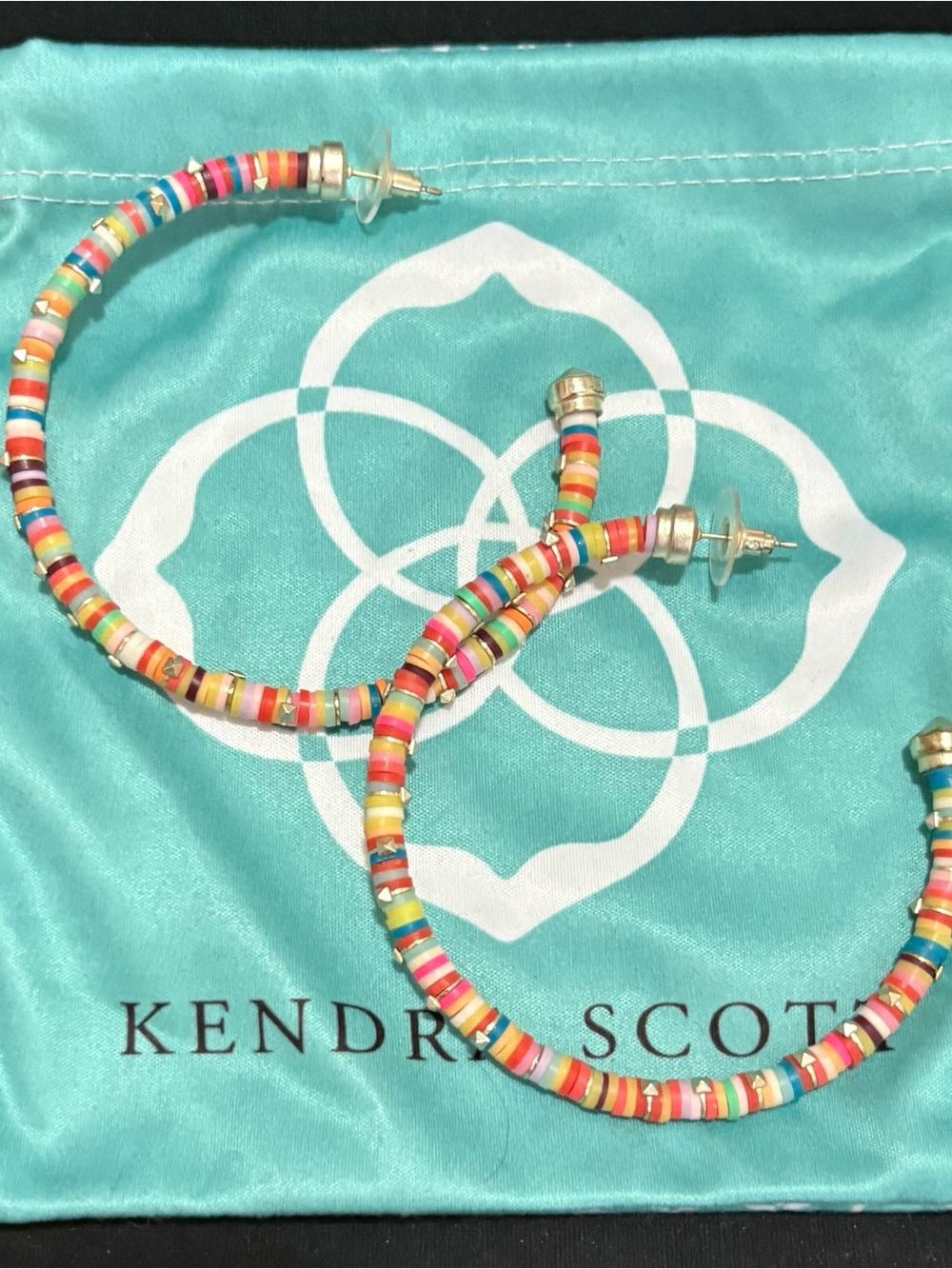 Kendra Scott Multicolor Beaded Hoop Reece Earrings